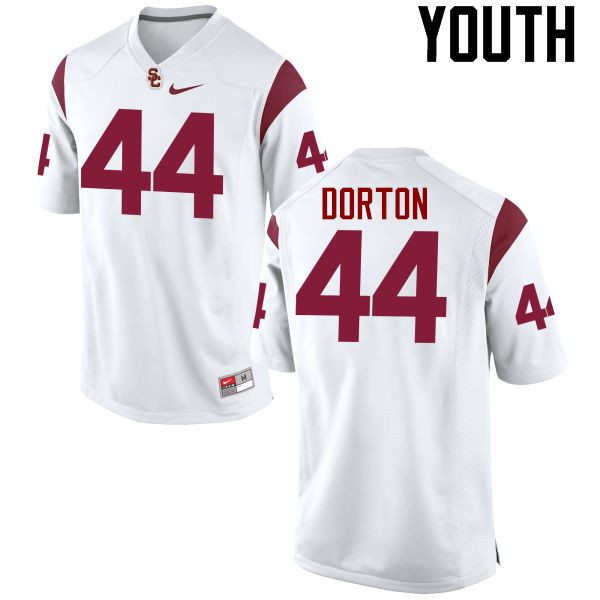 Youth #44 Malik Dorton USC Trojans College Football Jerseys-White - Click Image to Close